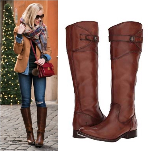 $399 Frye Molly Button Dark Brown Real Leather Knee High Tall Zip Up Riding Boot - Picture 6 of 16